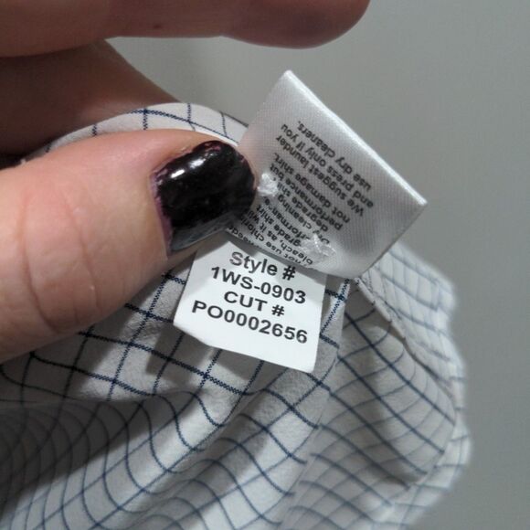 Mizzen Main Mens Windowpane LS Trim Fit Button Up Size XL White Travel Casual - Picture 6 of 11